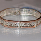 Срібний браслет з пластинами із золота