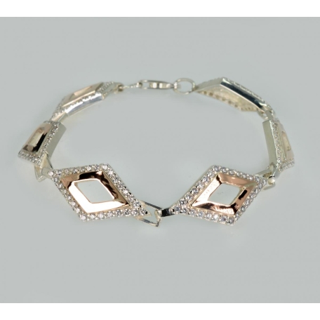 Серебряный браслет с напайками из золота