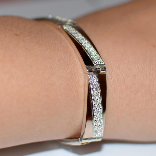 Срібний браслет зі вставками з золота