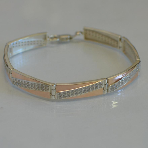 Срібний браслет зі вставками з золота