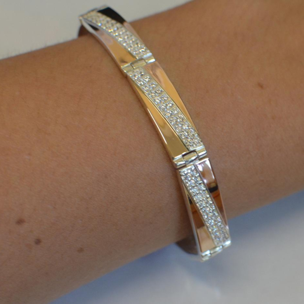 Срібний браслет зі вставками з золота