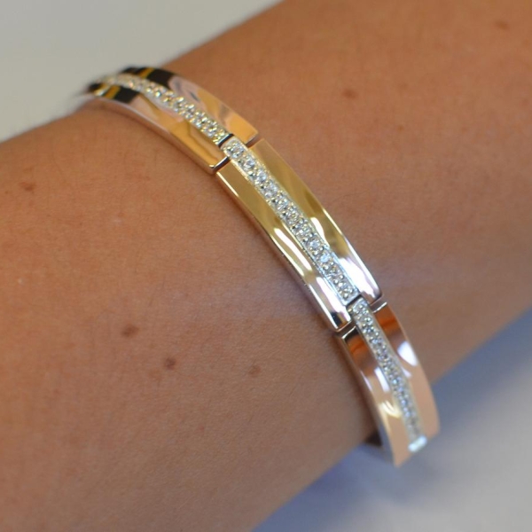 Срібний браслет  з накладками з золота