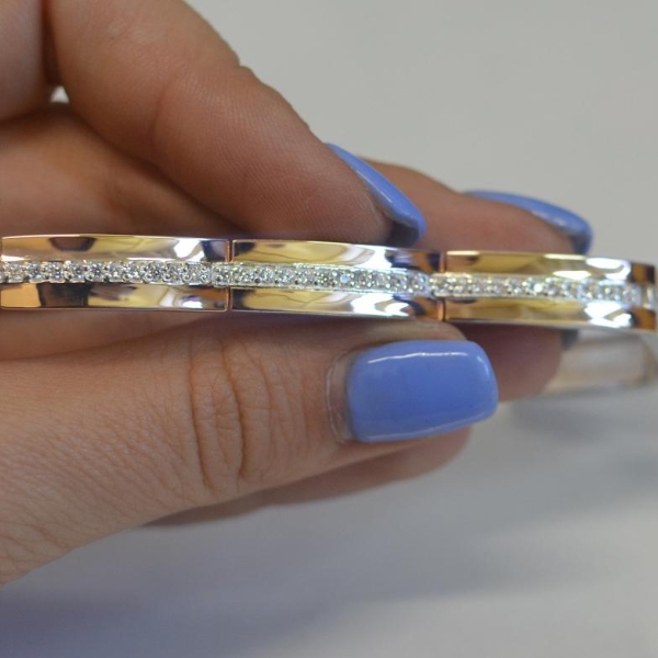 Срібний браслет  з накладками з золота