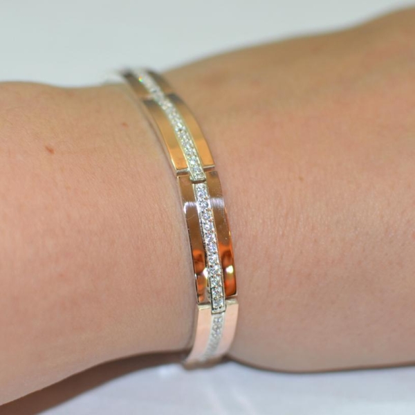 Срібний браслет  з накладками з золота