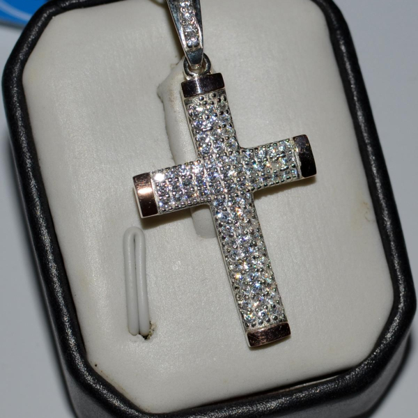 Срібний хрестик з золотими пластинами