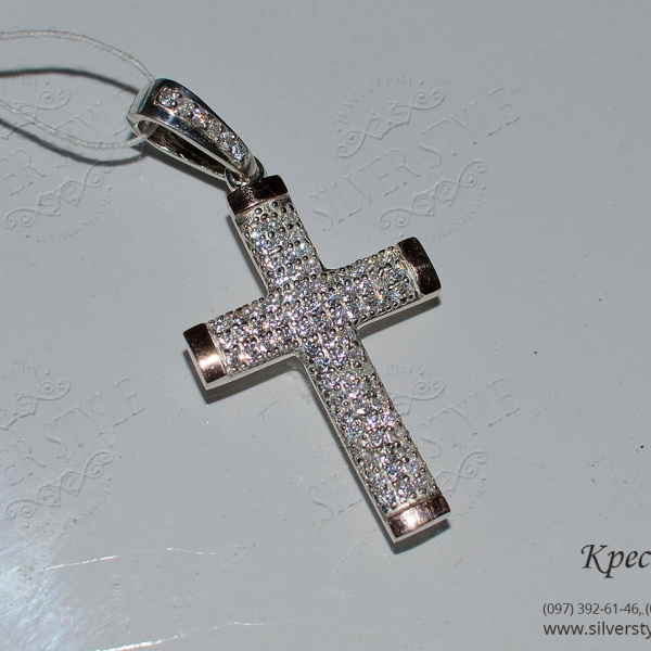 Срібний хрестик з золотими пластинами