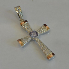 Срібний хрестик  з золотими вставками
