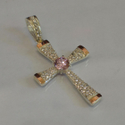 Срібний хрестик  з золотими вставками