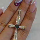 Срібний хрестик  з золотими вставками