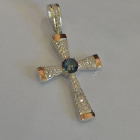 Срібний хрестик  з золотими вставками