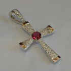 Срібний хрестик  з золотими вставками