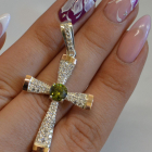 Срібний хрестик  з золотими вставками