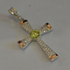 Срібний хрестик  з золотими вставками
