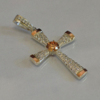 Срібний хрестик  з золотими вставками