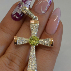 Срібний хрестик  з золотими вставками