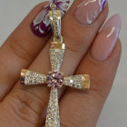 Срібний хрестик  з золотими вставками