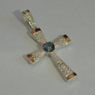 Срібний хрестик  з золотими вставками