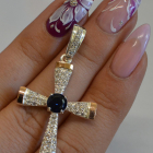 Срібний хрестик  з золотими вставками