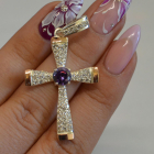 Срібний хрестик  з золотими вставками