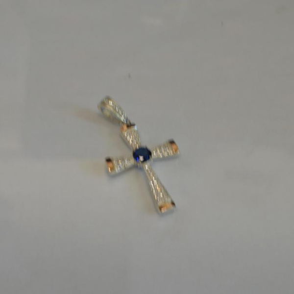Срібний хрестик  з золотими вставками