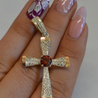 Срібний хрестик  з золотими вставками