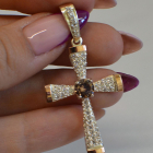 Срібний хрестик  з золотими вставками