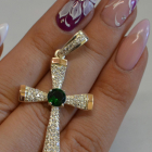 Срібний хрестик  з золотими вставками