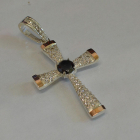 Срібний хрестик  з золотими вставками