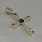Срібний хрестик  з золотими вставками