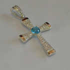 Срібний хрестик  з золотими вставками