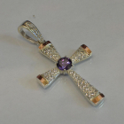 Срібний хрестик  з золотими вставками