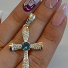 Срібний хрестик  з золотими вставками