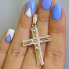 Срібний хрестик з напайками із золота