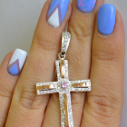 Срібний хрестик з напайками із золота