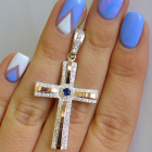 Срібний хрестик з напайками із золота