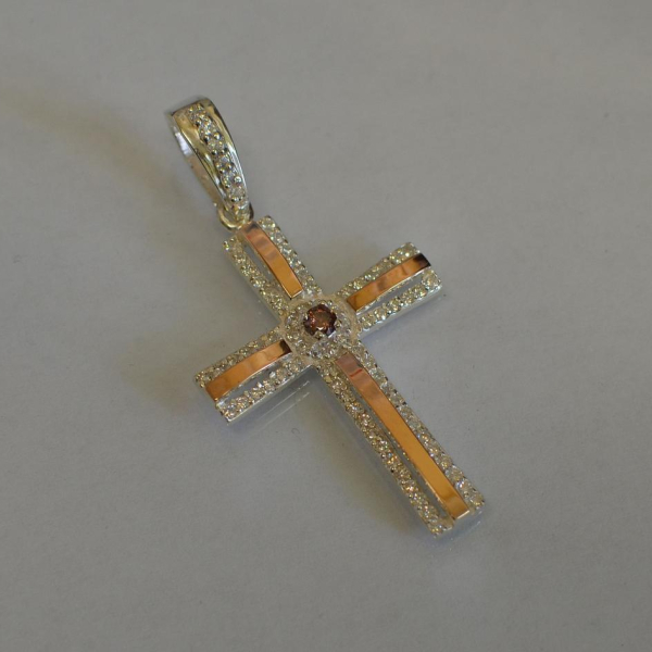 Срібний хрестик з напайками із золота