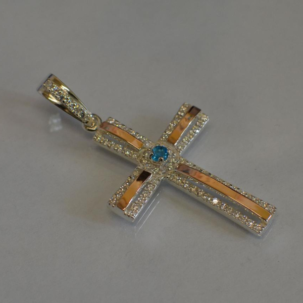 Срібний хрестик з напайками із золота