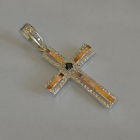 Срібний хрестик з напайками із золота