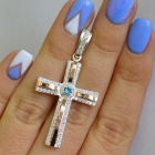 Срібний хрестик з напайками із золота