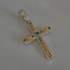 Срібний хрестик з напайками із золота