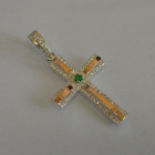 Срібний хрестик з напайками із золота