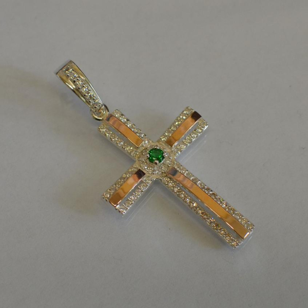 Срібний хрестик з напайками із золота