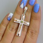 Срібний хрестик з напайками із золота