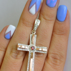 Срібний хрестик з напайками із золота