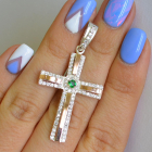 Срібний хрестик з напайками із золота