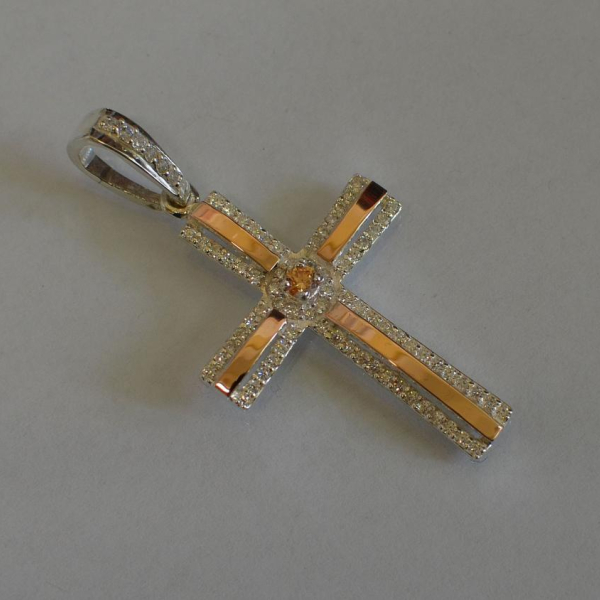 Срібний хрестик з напайками із золота