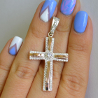 Срібний хрестик з напайками із золота