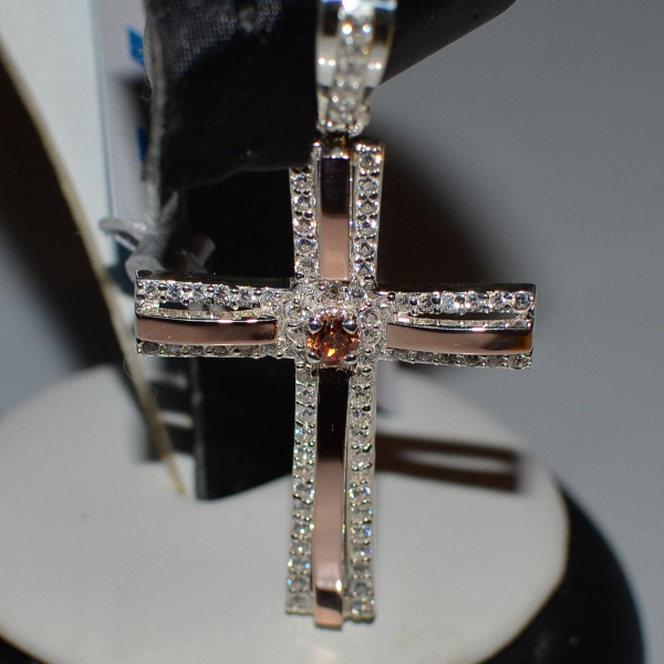 Срібний хрестик з напайками із золота