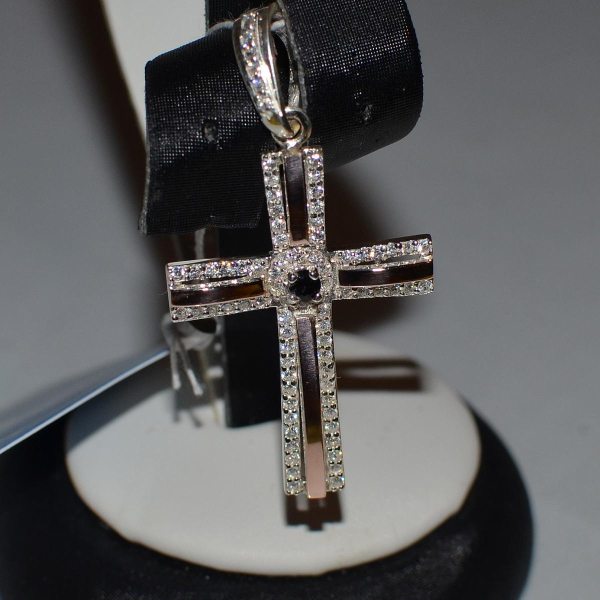 Срібний хрестик з напайками із золота