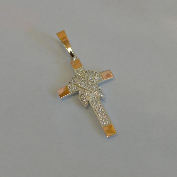 Чоловічий хрест срібло з золотом